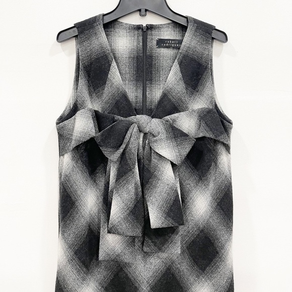 Robert Rodriguez Wool Plaid Sleeveless Dress Bow 6 - Picture 2 of 10